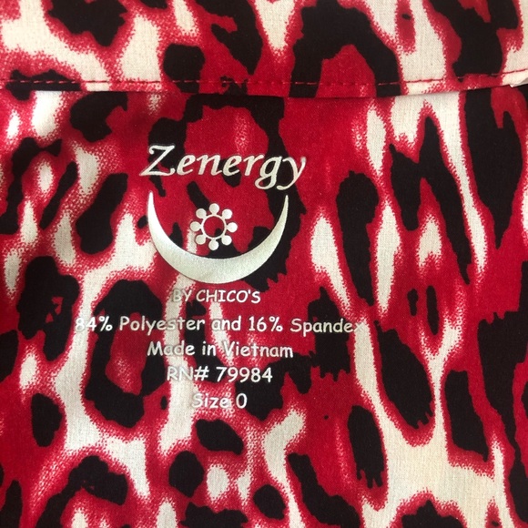 Zenergy by Chico’s Red Animal Print Jacket Full Zip Sz 4 (zenergy Sz 0) - Picture 4 of 8